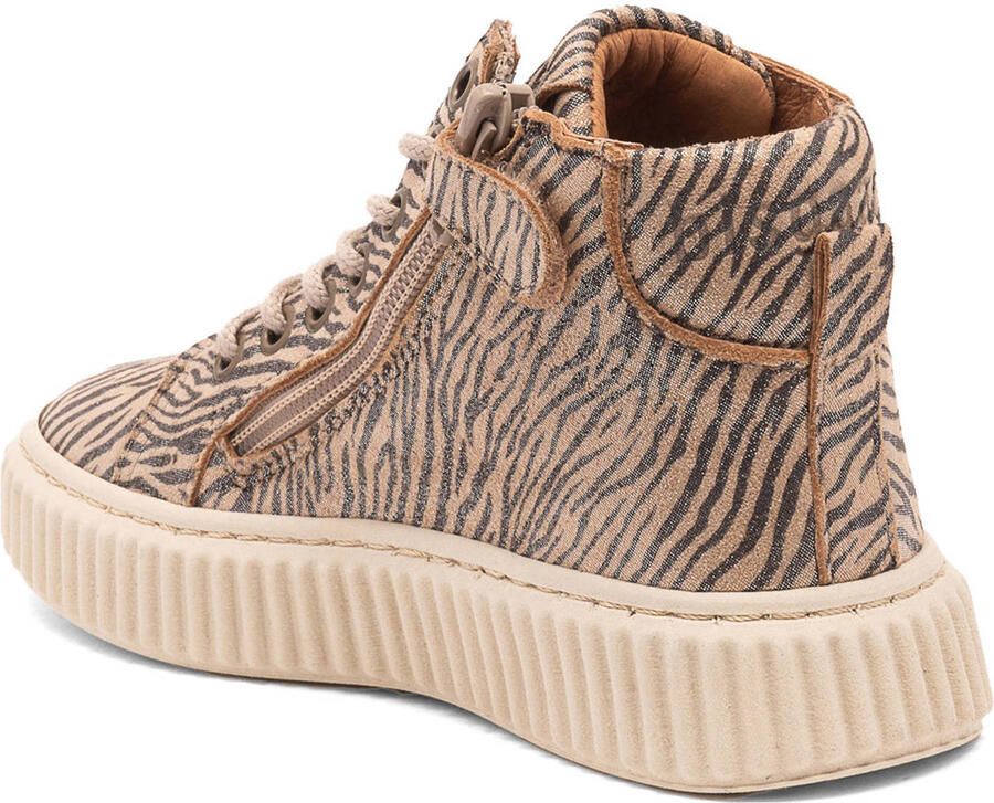 Bisgaard Debbie leren sneakers met zebraprint en glitters lichtbruin - Foto 2