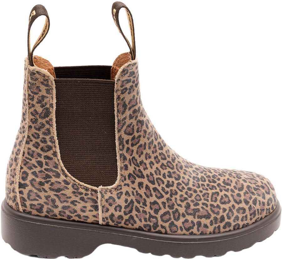 Bisgaard leren enkelboots met profielzool en panterprint bruin beige - Foto 6