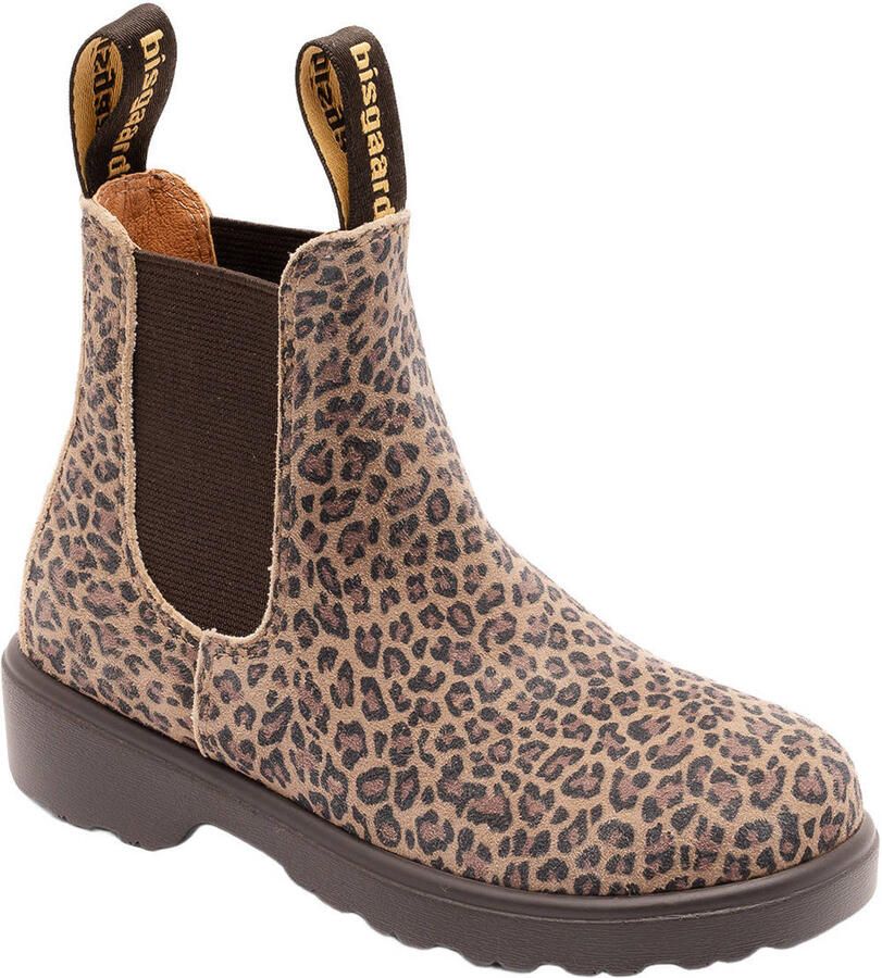 Bisgaard leren enkelboots met profielzool en panterprint bruin beige - Foto 7