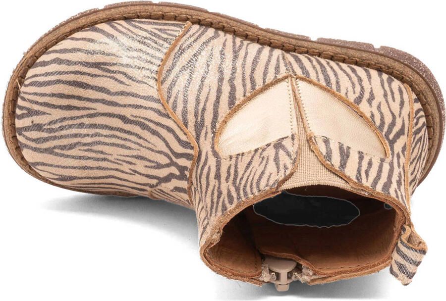 Bisgaard Maggie leren enkelboots met zebraprint en glitters rosé