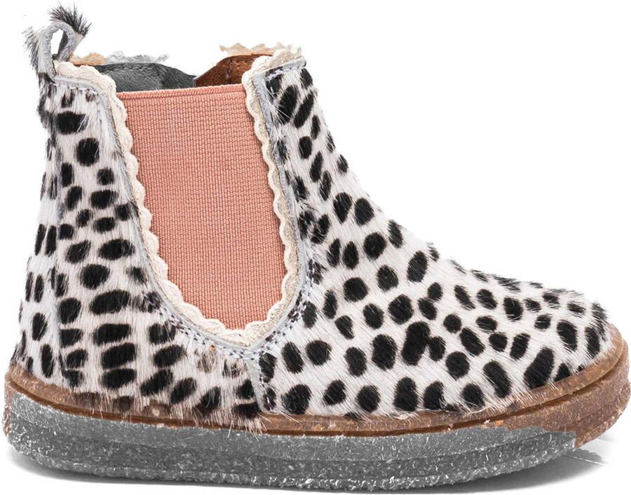 Bisgaard Siggi leren enkelboots met ponyhair wit zwart roze