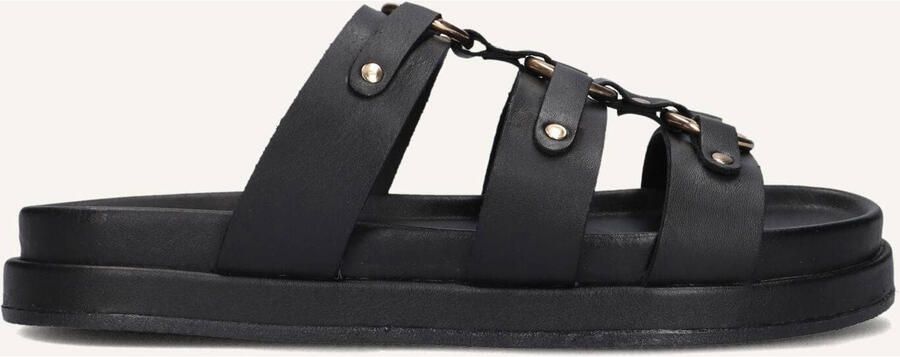 Blasz Zwarte Leren Slippers met Gouden Details - Foto 2