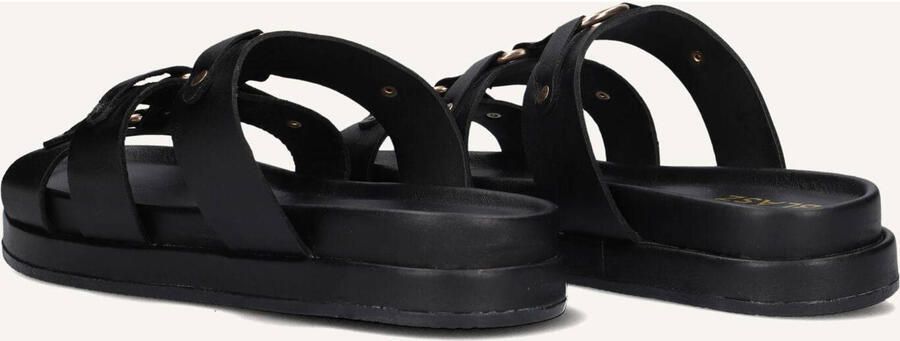 Blasz Zwarte Leren Slippers met Gouden Details - Foto 4