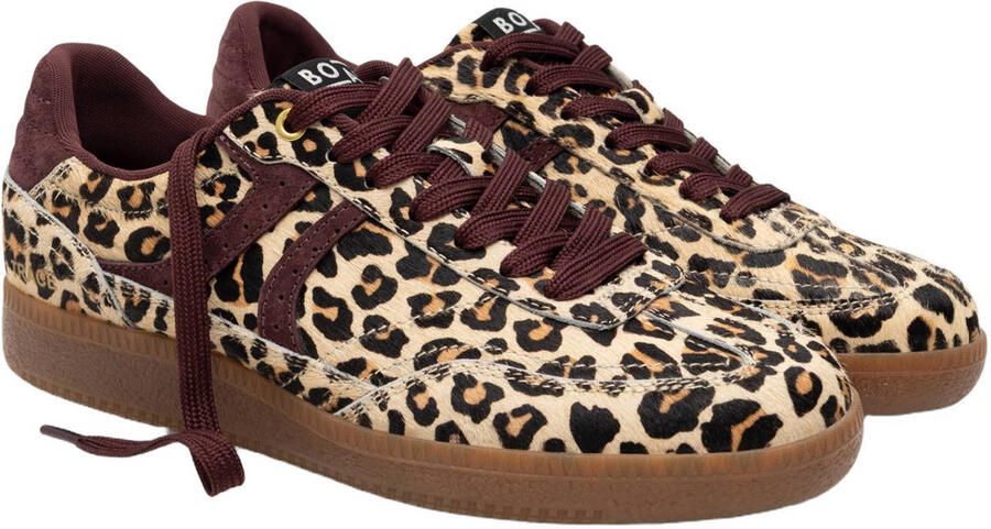 Boax Trace imitatieleren sneakers met panterprint beige bruin - Foto 3
