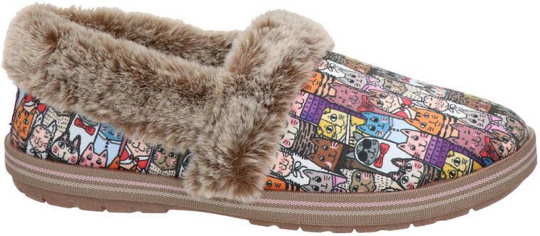 Skechers Pantoffels TOO COZY CHIC CAT Huisschoen met grappige kattenprint