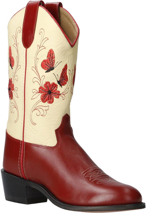 Bootstock Bloom Red western leren cowboy boots rood ecru
