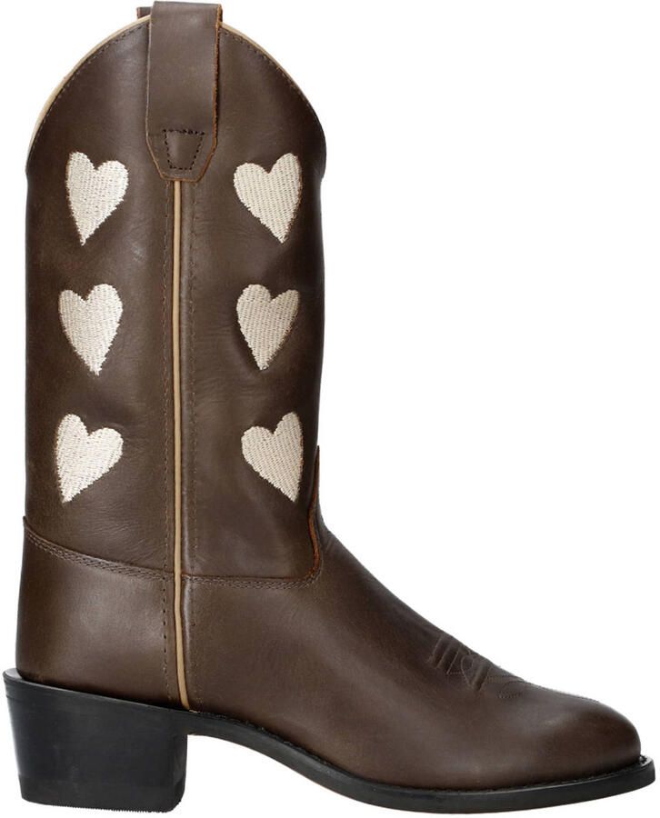 Bootstock Hearts Mocca western leren cowboylaarzen bruin ecru