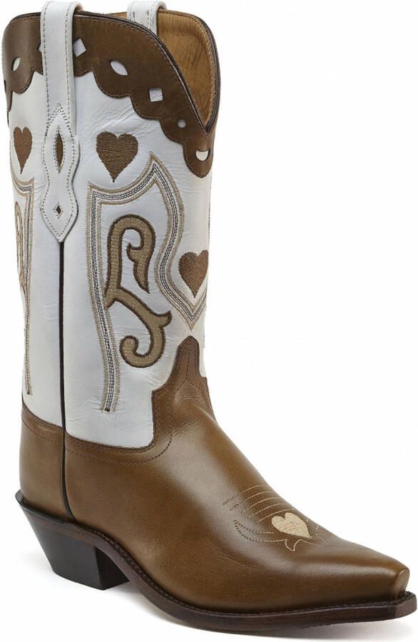 Bootstock leren cowboylaarzen bruin wit