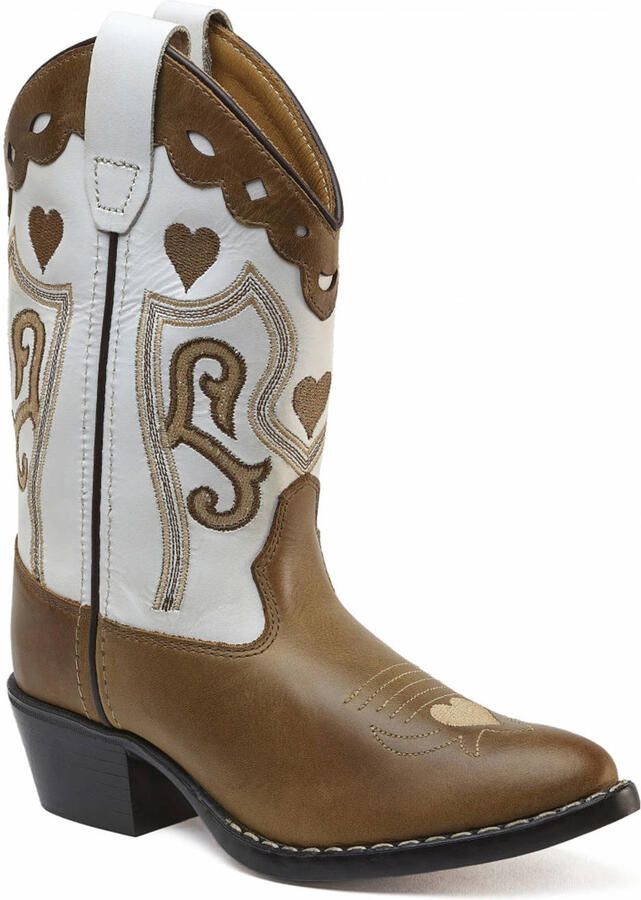 Bootstock Tiener leren cowboylaarzen bruin wit
