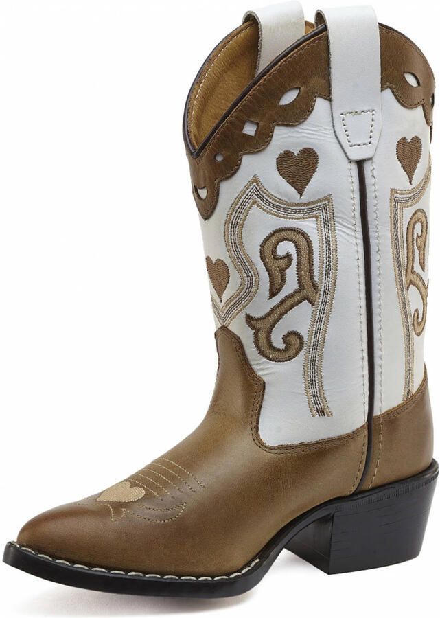 Bootstock Tiener leren cowboylaarzen bruin wit - Foto 2