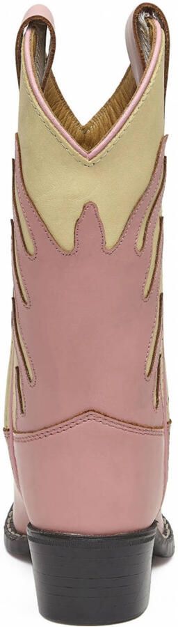 Bootstock Tiener leren cowboylaarzen roze ecru - Foto 3