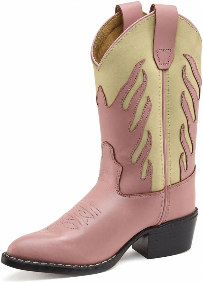 Bootstock Tiener leren cowboylaarzen roze ecru - Foto 2