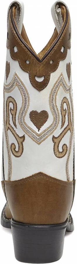 Bootstock Tiener leren cowboylaarzen bruin wit - Foto 3