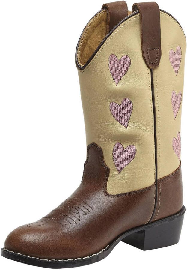 Bootstock western leren laarzen met hartjes beige bruin roze - Foto 2