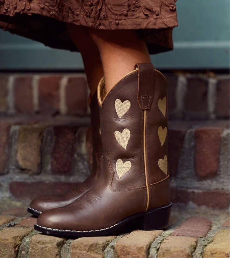 Bootstock western leren laarzen met hartjes bruin - Foto 3