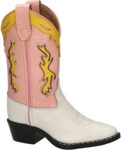 Bootstock Candy leren cowboylaarzen wit roze