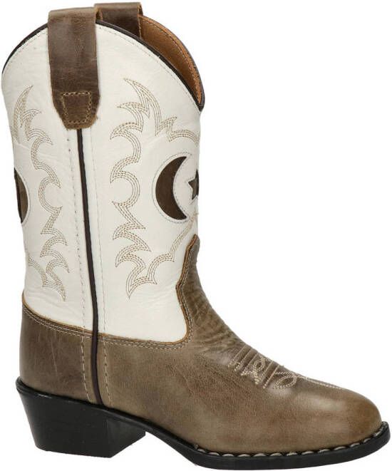 Bootstock Milkyway leren cowboylaarzen bruin ecru