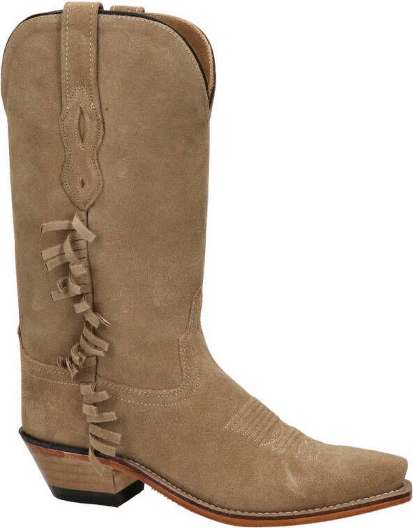 Bootstock suède cowboylaarzen met franjes beige