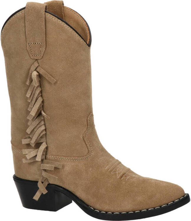 Bootstock suède cowboylaarzen met franjes beige Meisjes Suede Effen 31