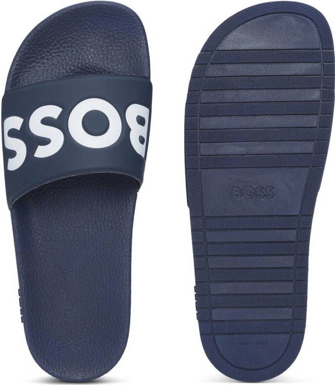 Hugo Boss heren BOSS slippers contrast logo blauw