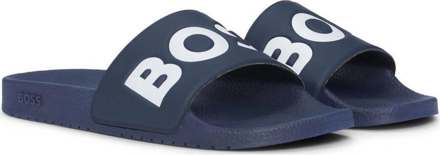 Hugo Boss heren BOSS slippers contrast logo blauw - Foto 2