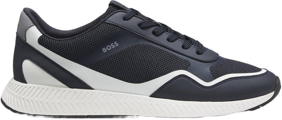 BOSS imitatieleren sneakers donkerblauw