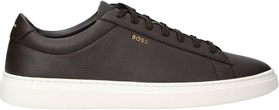 Boss Sneakers van rundleer met labeldetail model 'Kieran'