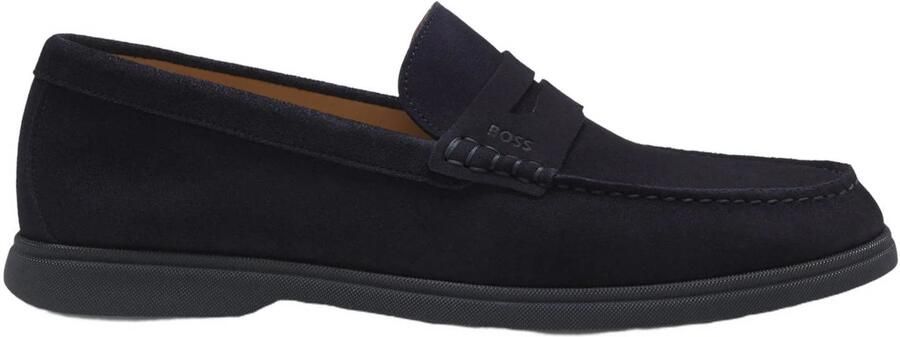 BOSS suède loafers donkerblauw