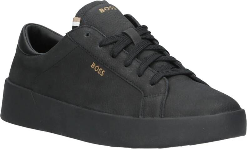 BOSS Lage Sneakers Heren Belwar_tenn Maat: 43 Materiaal: Leer Kleur: Zwart