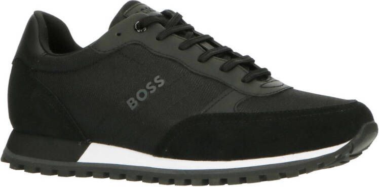 BOSS Parkour-L Runn leren sneakers zwart