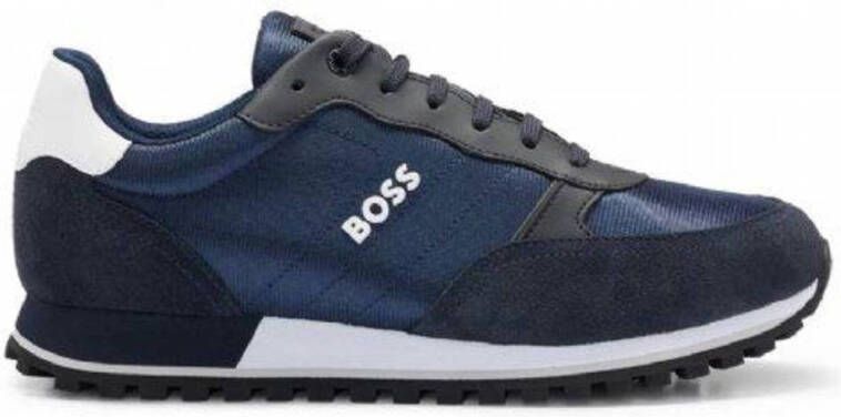 BOSS Parkour-L Runn NY N leren sneakers donkerblauw