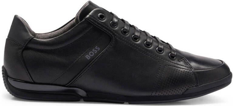 BOSS Lage Sneakers Heren Saturn Lowp Maat: 44 Materiaal: Leer Kleur: Zwart