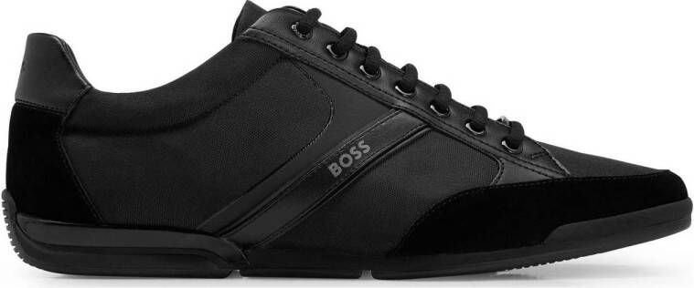 BOSS Saturn Low leren sneakers zwart