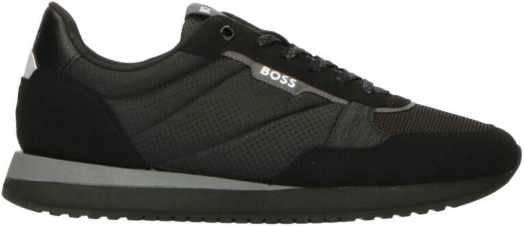 BOSS Lage Sneakers Heren Kai Runn Maat: 42 Materiaal: Leer Kleur: Zwart