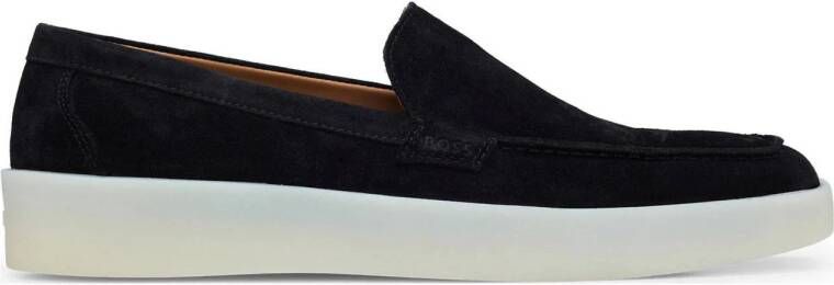 BOSS suède loafers donkerblauw