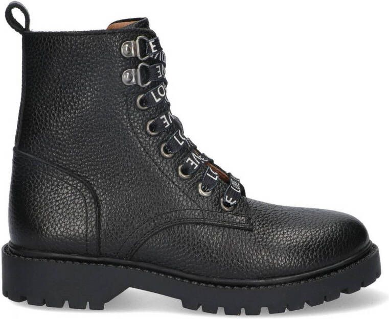 Braqeez Bowie Boston leren veterboots zwart Meisjes Leer 31