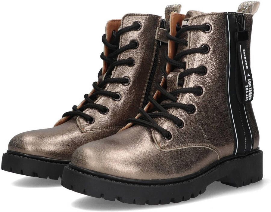 Braqeez Belle leren veterboots brons - Foto 3