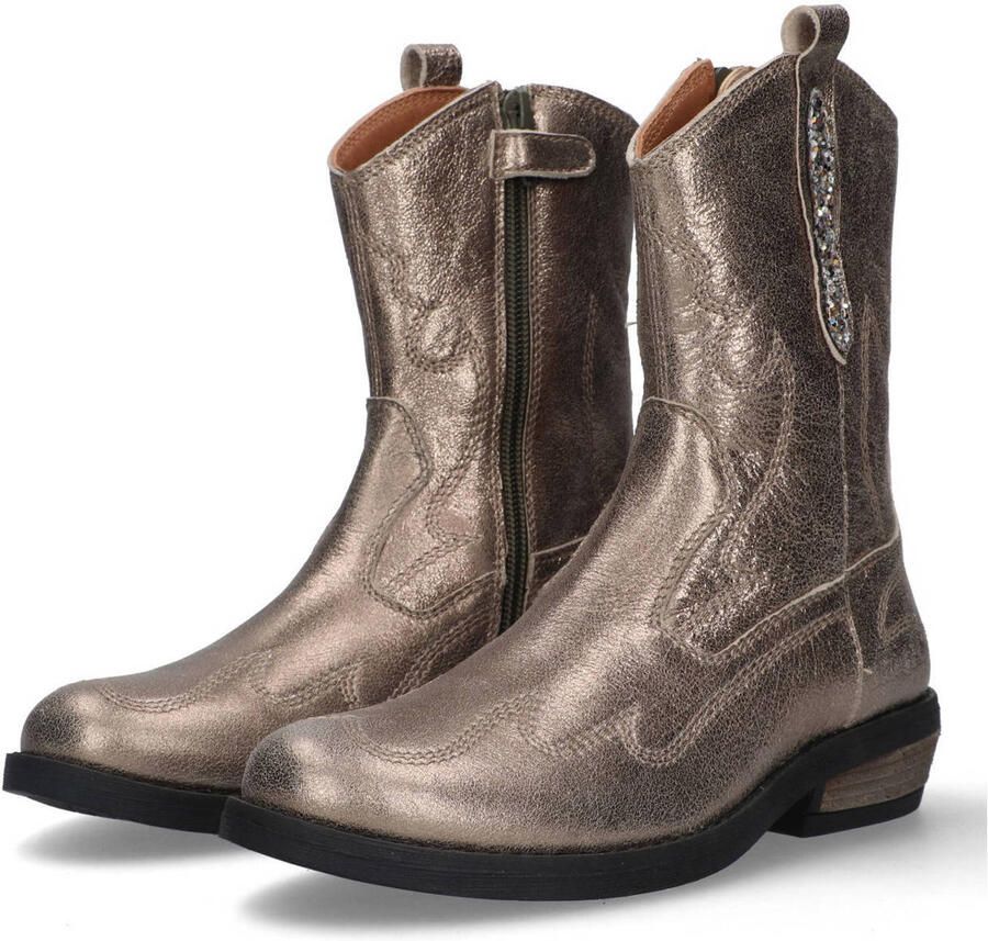 Braqeez 425738-997 Meisjes Cowboyboots Bruin Leer Ritssluiting