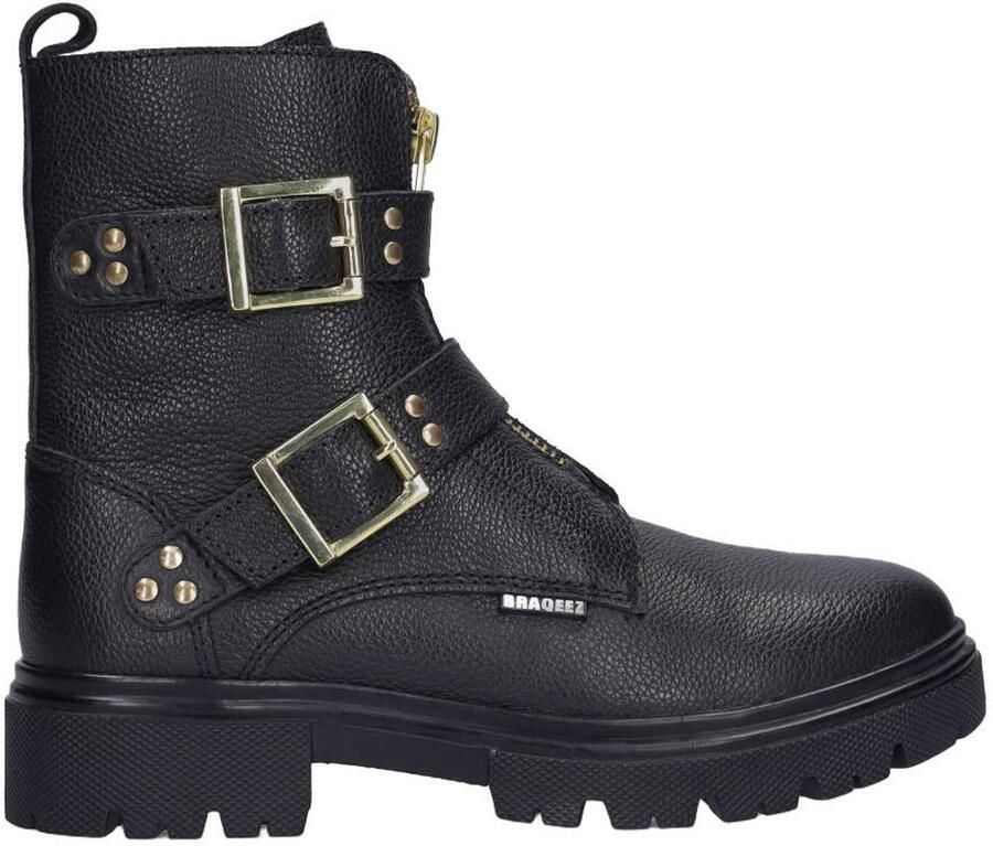 Braqeez chunky leren enkelboots zwart Meisjes Leer