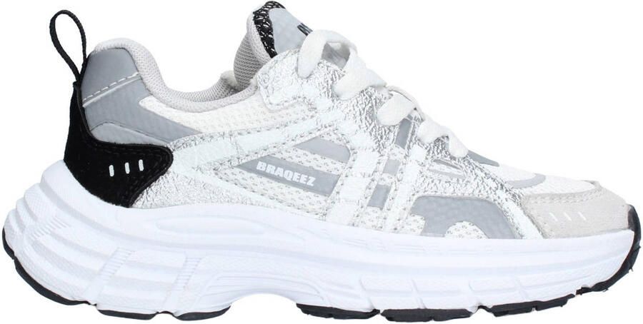 Braqeez 426001-781 Jongens Lage Sneakers Grijs Leer Veters