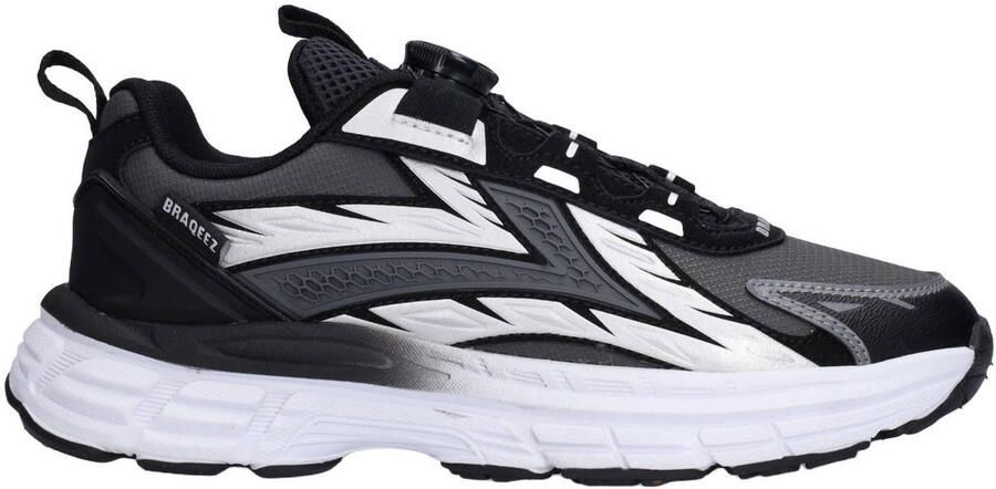 Braqeez 426004-789 Jongens Lage Sneakers Zwart Leer Veters