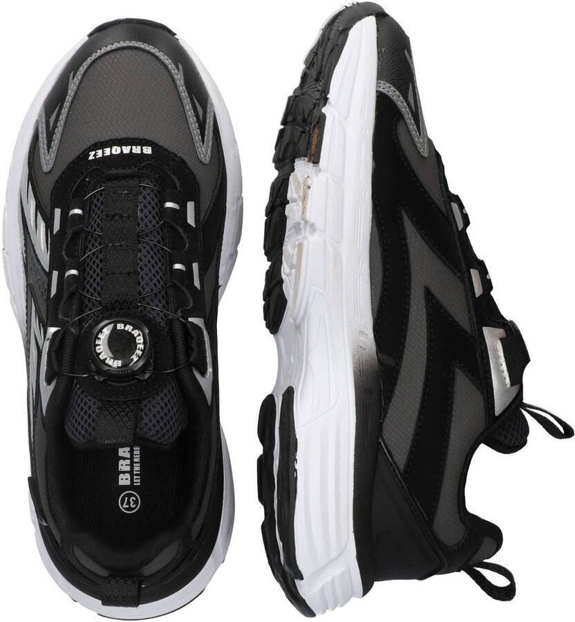 Braqeez 426004-789 Jongens Lage Sneakers Zwart Leer Veters - Foto 2