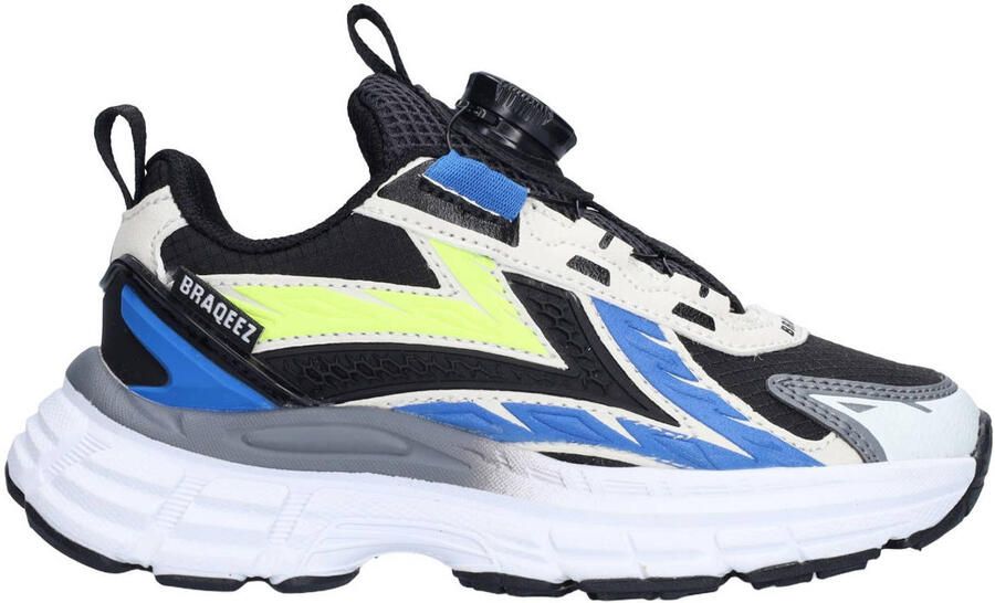 Braqeez 426004-723 Jongens Lage Sneakers Blauw Leer Veters