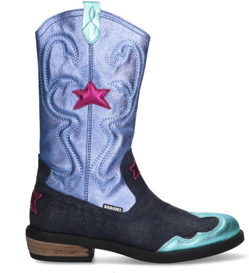 Braqeez 425739-826 Meisjes Cowboyboots Blauw Suède Ritssluiting