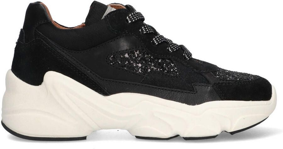 Braqeez 425960-489 Meisjes Lage Sneakers Zwart Leer Veters