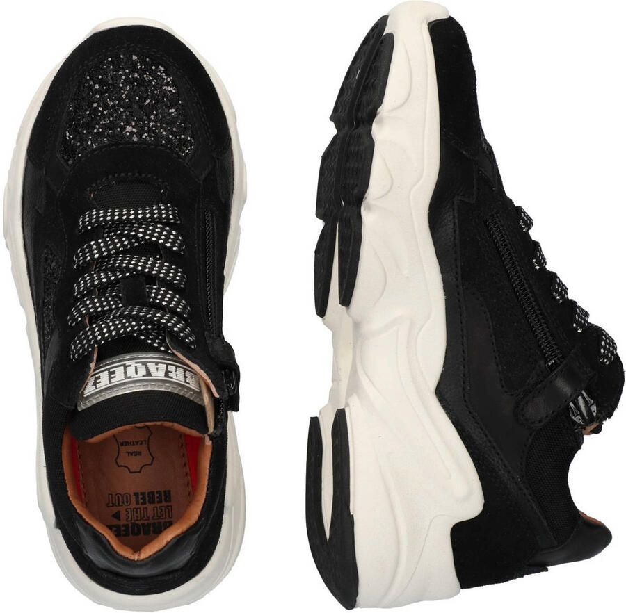 Braqeez 425960-489 Meisjes Lage Sneakers Zwart Leer Veters - Foto 2