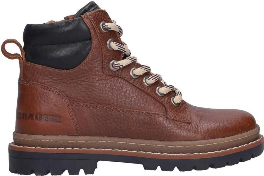 Braqeez Harvey leren enkelboots met profielzool bruin