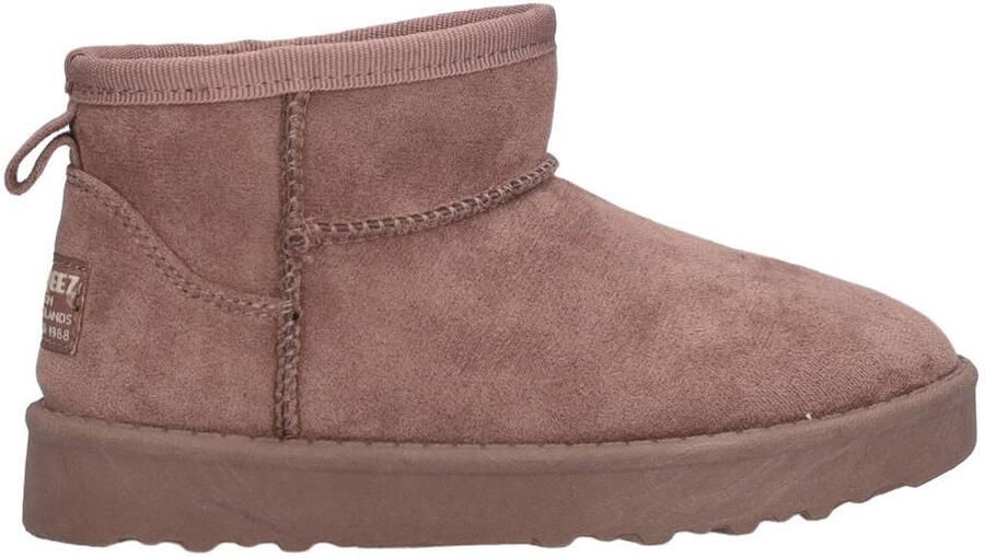 Braqeez warm suèdelook enkelboots taupe Bruin Effen