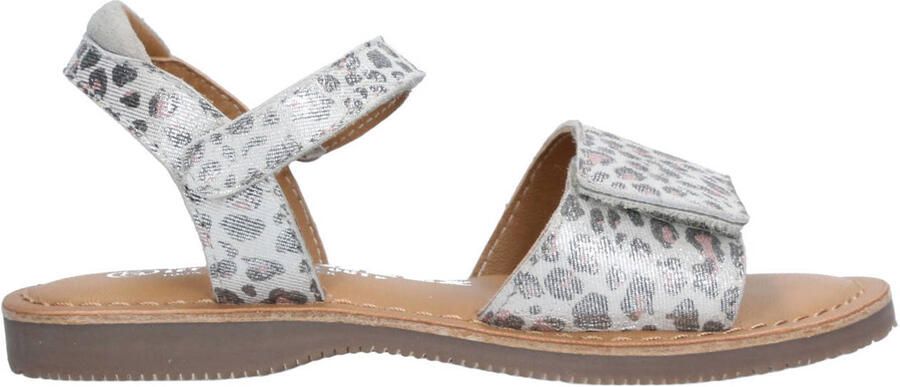 Braqeez 426110-991 Meisjes Platte Sandalen Zilver Imitatieleer Klittenband