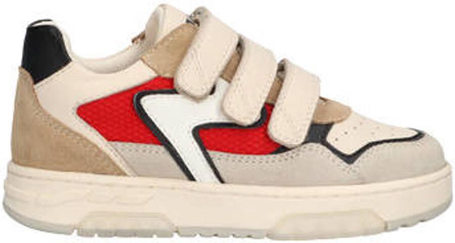 Braqeez 426175-403 Jongens Lage Sneakers Beige Leer Klittenband